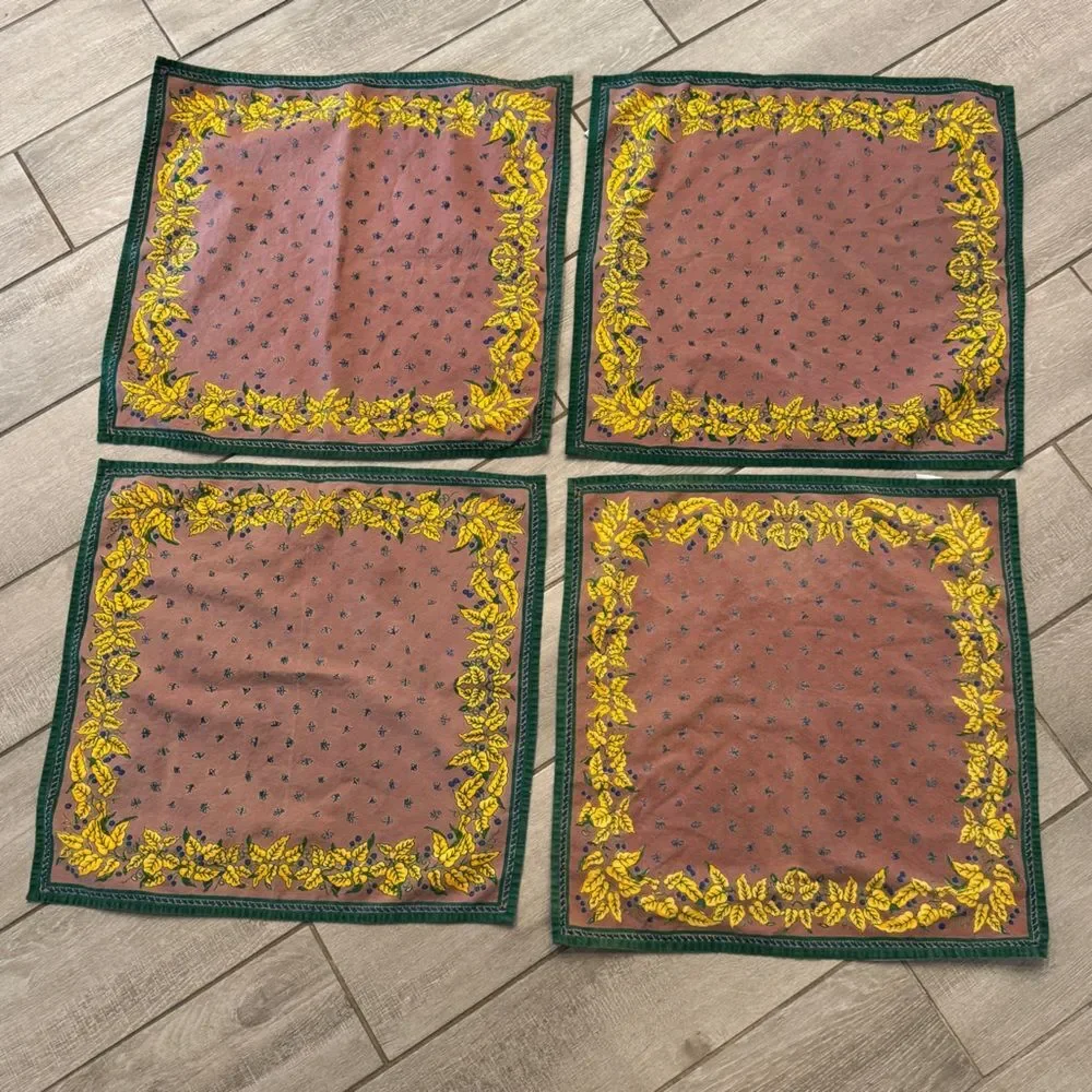 Williams-Sonoma Set of 4 Green Floral Placemats & Napkins
